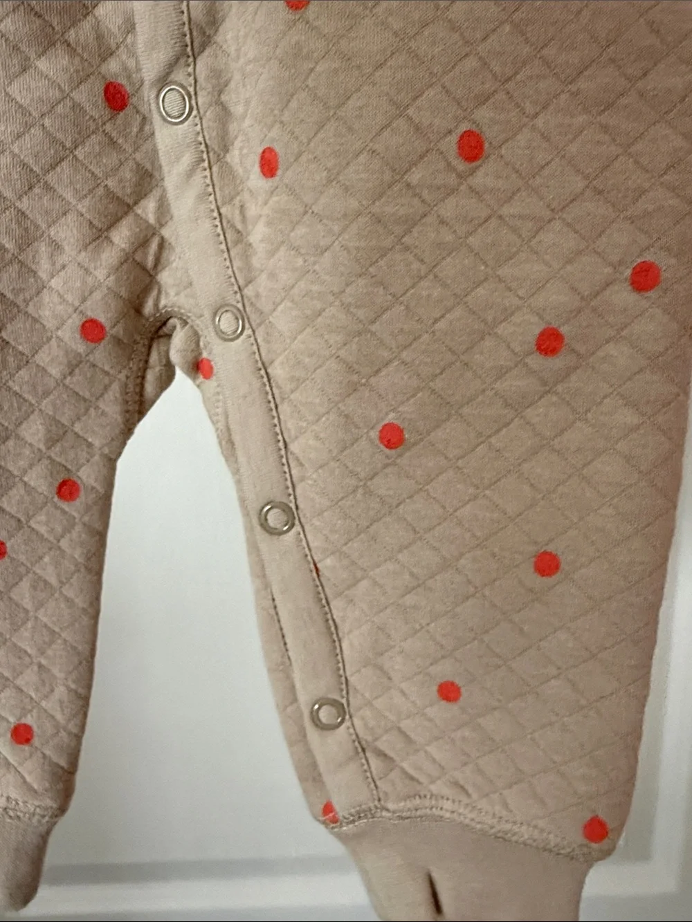 H&M Taupe Quilted One-Piece with Orange Dot Print
